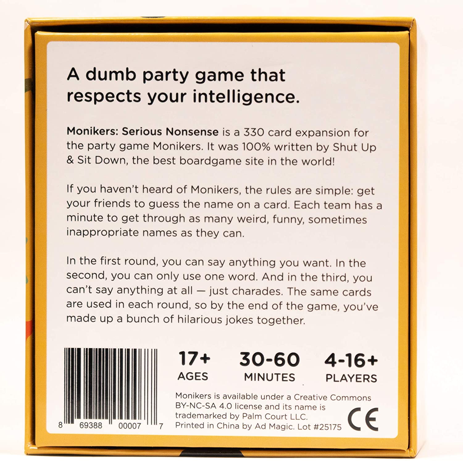 Monikers : Serious Nonsense with Shut Up and Sit Down Expansion